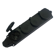 Розетка чотиримісна з захисними кришками з/к, S-02DW4, 4х2P+PE, 16А, 250В, IP44