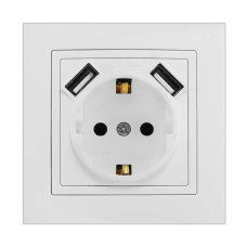 Розетка 1-на із заземленням + 2 USB-виходи Giselt Milana G8010/USB